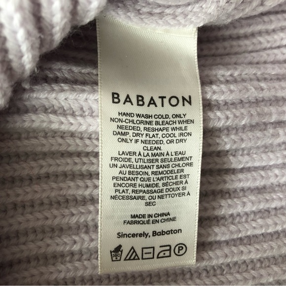 Aritzia Babaton Guell Sweater Merino Wool Ribbed Crop in Iced Lavender Size S - Picture 9 of 11